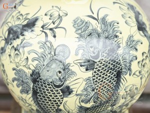 Bình hút lộc men cổ họa tiết Liên Niên Hữu Dư, cao 40cm (cả đế)