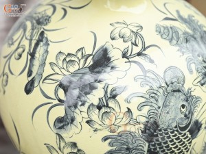 Bình hút lộc men cổ họa tiết Liên Niên Hữu Dư, cao 40cm (cả đế)