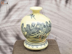 Bình hút lộc men cổ họa tiết Mã Đáo Thành Công, cao 40cm (cả đế)