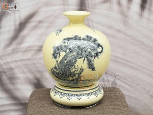 Bình hút lộc men cổ họa tiết Mã Đáo Thành Công, cao 40cm (cả đế)