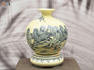 Bình hút lộc men cổ họa tiết Mã Đáo Thành Công, cao 40cm (cả đế)