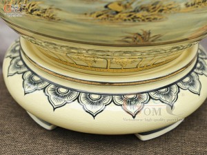 Bình hút lộc men cổ họa tiết Mã Đáo Thành Công vẽ vàng 24k, cao 40cm (cả đế)