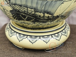 Bình hút lộc men cổ họa tiết Thuận Buồm Xuôi Gió, cao 40cm (cả đế)