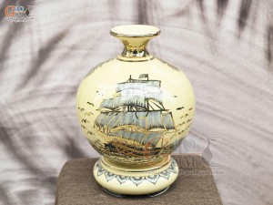 Bình hút lộc men cổ họa tiết Thuận Buồm Xuôi Gió vẽ vàng 24k, cao 40cm (cả đế)