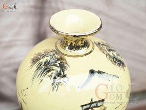 Bình hút lộc men cổ họa tiết Thuận Buồm Xuôi Gió vẽ vàng 24k, cao 40cm (cả đế)