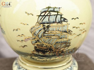 Bình hút lộc men cổ họa tiết Thuận Buồm Xuôi Gió vẽ vàng 24k, cao 40cm (cả đế)