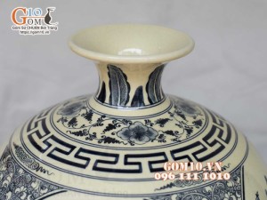 Bình hút lộc men cổ họa tiết Trường Thọ, cao 30cm (cả đế)