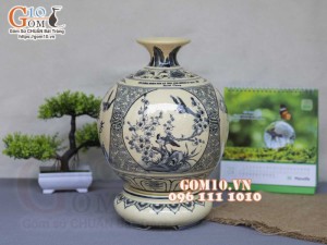 Bình hút lộc men cổ họa tiết Tứ Cảnh Tùng Cúc Trúc Mai, in logo Quà Tặng