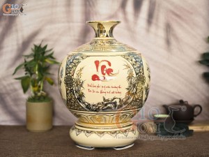 Bình hút lộc men cổ họa tiết Tứ Cảnh Vinh Hoa Phú Quý, cao 30cm (cả đế) Bình hút lộc men cổ họa tiết Tứ Cảnh Vinh Hoa Phú Quý, cao 30cm (cả đế)