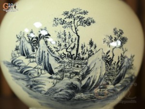 Bình hút lộc men hoàng tộc họa tiết Công Danh Phú Quý, cao 30cm