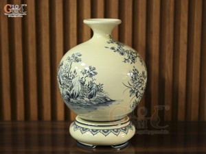 Bình hút lộc men hoàng tộc họa tiết Công Danh Phú Quý, cao 30cm