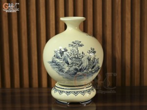 Bình hút lộc men hoàng tộc họa tiết Công Danh Phú Quý, cao 30cm