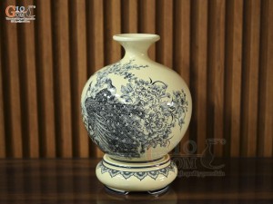 Bình hút lộc men hoàng tộc họa tiết Công Danh Phú Quý, cao 30cm