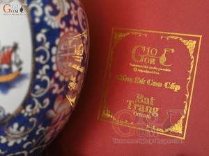 Bình hút lộc men lam vẽ màu Thuận Buồm Xuôi Gió - Mã Đáo Thành Công vẽ vàng 24k, cao 35cm