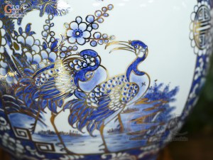 Bình hút lộc men lam vẽ tứ cảnh Tùng Cúc Trúc Mai vẽ vàng, cao 35cm