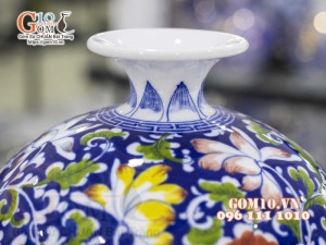 Bình hút lộc men màu, cảnh Phú Quý Ngàn Hoa, cao 25cm