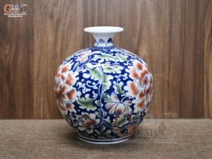 Bình hút lộc men màu, cảnh Sớm Nở Vinh Hoa, cao 25cm