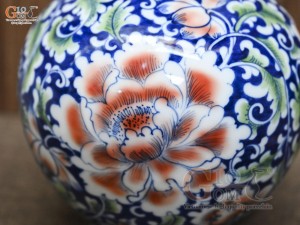 Bình hút lộc men màu, cảnh Sớm Nở Vinh Hoa, cao 25cm