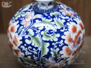 Bình hút lộc men màu, cảnh Sớm Nở Vinh Hoa, cao 25cm