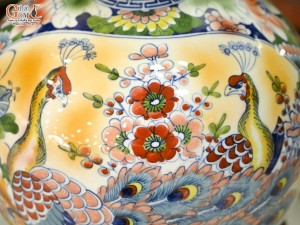 Bình hút lộc men màu Nhị cảnh Thuận Buồm Xuôi Gió và Công Đào Phú Quý, cao 35cm