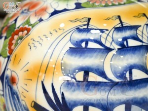 Bình hút lộc men màu Nhị cảnh Thuận Buồm Xuôi Gió và Công Đào Phú Quý, cao 35cm