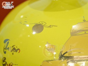 Bình hút lộc men màu vàng cảnh Thuận Buồm Xuôi Gió vàng kim, cao 23cm