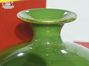 Bình hút lộc men màu xanh lá cảnh Thuận Buồm Xuôi Gió vàng kim, cao 26cm