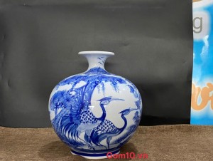 Bình hút lộc men tràm vẽ cảnh tùng hạc, cao 23cm Bình hút lộc men tràm vẽ cảnh tùng hạc, cao 23cm