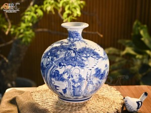Bình hút lộc men trắng vẽ Phúc Lộc, cao 30cm