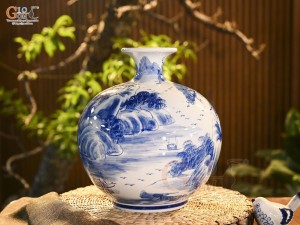 Bình hút lộc men trắng vẽ Phúc Lộc, cao 30cm