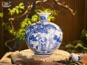 Bình hút lộc men trắng vẽ Phúc Lộc, cao 30cm