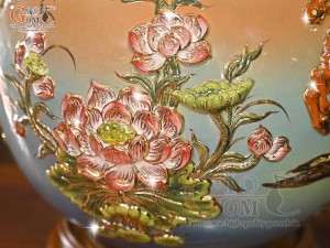 Bình hút lộc men vân mây đắp nổi Mã Đáo Thành Công vẽ vàng 24k, cao 35cm (Màu cam)