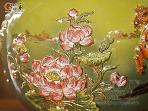 Bình hút lộc men vân mây đắp nổi Mã Đáo Thành Công vẽ vàng 24k, cao 35cm (Màu xanh)