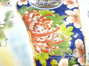 Bình hút lộc miệng lượn men màu Nhị Cảnh Thuận Buồm Xuôi Gió - Bách Nhi vẽ vàng 24k, cao 30cm