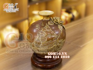 Bình hút lộc mini đắp nổi Thuận Buồm Xuôi Gió, cao 17cm