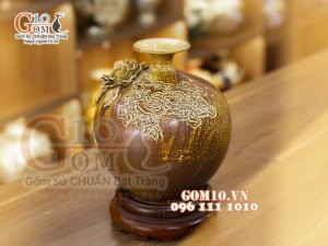 Bình hút lộc mini đắp nổi Thuận Buồm Xuôi Gió, cao 17cm