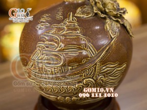 Bình hút lộc mini đắp nổi Thuận Buồm Xuôi Gió, cao 17cm