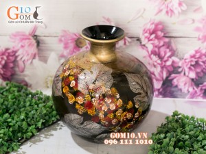 Bình hút lộc sơn mài 3D vẽ hoa châm 23cm