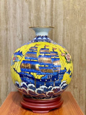 Bình hút lộc cá chép vẽ vàng - Thuận Buồm Xuôi Gió, vẽ vàng 24K - cao 35cm