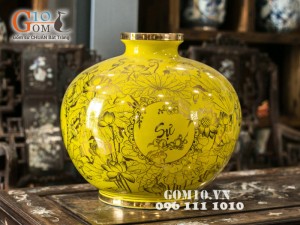 Bình hút lộc Vạn Sự Như Ý vàng kim 38cm