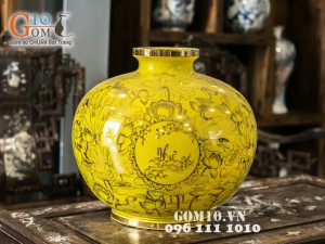 Bình hút lộc Vạn Sự Như Ý vàng kim 38cm