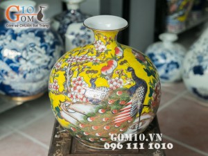 Bình hút lộc vàng - vẽ công đào vàng 30cm