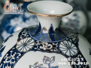 Bình hút lộc vẽ cổ đồ vàng 38cm