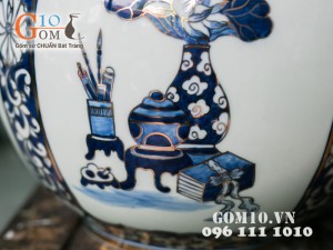 Bình hút lộc vẽ cổ đồ vàng 38cm