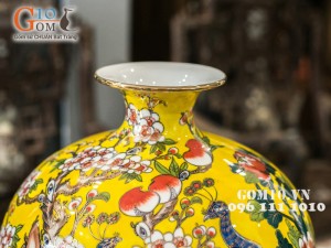 Bình hút lộc vẽ công đào vàng kim 30cm