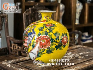 Bình hút lộc vẽ công đào vàng kim 30cm