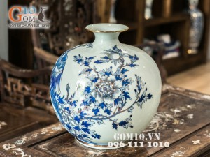 Bình hút lộc vẽ công phù dung 40cm