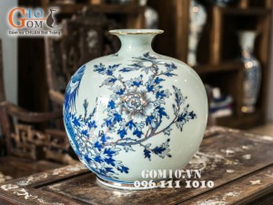 Bình hút lộc vẽ công phù dung 40cm