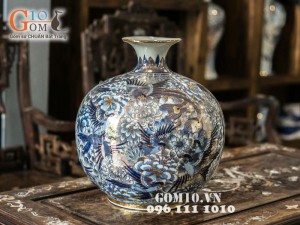 Bình hút lộc vẽ hắc điểu vàng kim 35cm