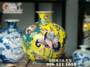 Bình hút lộc vẽ hạc vàng 30cm